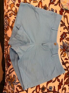 Lilly Pulitzer Light Blue Textured Stretch Bermuda Shorts